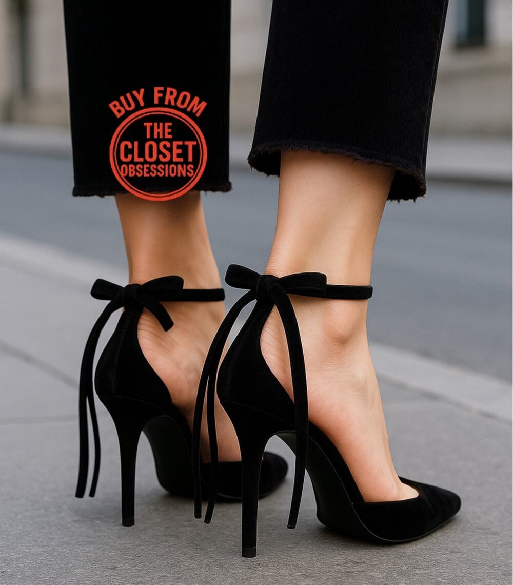 Zara NWT Black Bow Ankle Strap Pointed Toe Heels 9